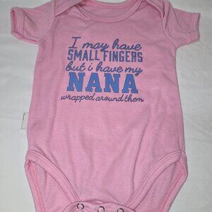 Pink Onepiece with blue Words, Size European 80
